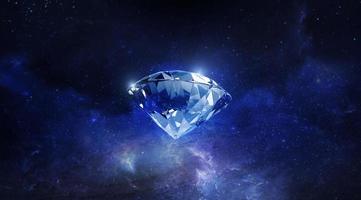 sparkling diamonds floating in the Planet view from space. 3d render photo