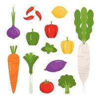 conjunto de iconos de dibujos animados de verduras. vector