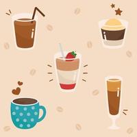 Set of hand drawn cute coffee cups. vector