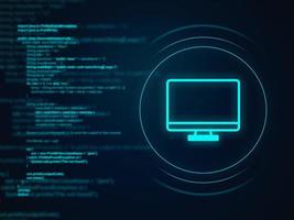 Coding on the computer. Lines of code. Computer icon. Cybernetic infographic. photo