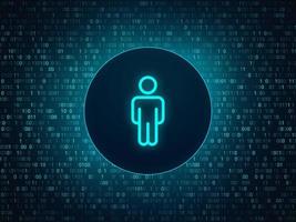 Human icon on the background of binary code. photo