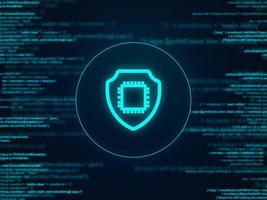 Shield icon with code lines. Internet security. photo