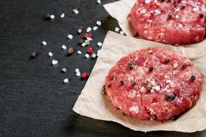 raw home-made beef burger cutlet photo