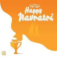 Happy Navratri Indian festival pooja post template vector