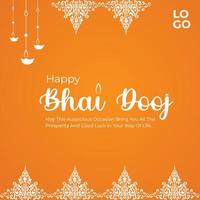 Happy bhai dooj celebration background with creative puja vector