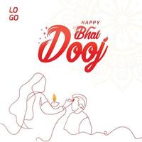 Happy bhai dooj celebration background with creative lineart vector