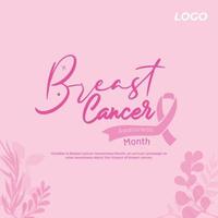 ilustración de banner de concientización sobre el cáncer de mama diseño de plantilla de campaña de atención médica femenina del mes de octubre rosa. Ilustración de vector plano pinktober