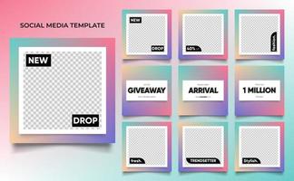 social media template banner fashion sale promotion in multiple color vector