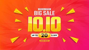10.10 Shopping day 2022 big sale banner background for business retail promotion vector for banner, poster, social media feed