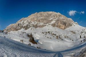 Dolomites huge panorama view in winter time photo