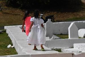 AITUTAKI, COOK ISLAND - AUGUST, 27 2017 - Local people at the mass photo