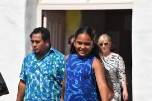 AITUTAKI, COOK ISLAND - AUGUST, 27 2017 - Local people at the mass photo