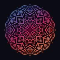 Colorful gradient color mandala on black isolated background. Abstract mandala design for yoga, meditation poster, banner, wallpaper, decoration ornament vector