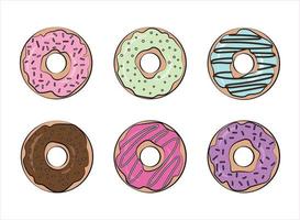 un conjunto de donuts diferentes vector