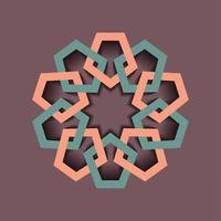 Vintage Geometric emblem template design with overlapping elements. Islamic motif. Geometric pattern mandala in Arabic style, colorful logo isolated on a retro background. Vector illustration