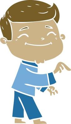happy flat color style cartoon man