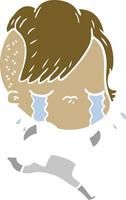 flat color style cartoon crying girl wearing space clothes vector