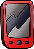 cartoon doodle of a red mobile phone vector