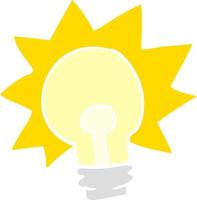 flat color style cartoon shining light bulb vector