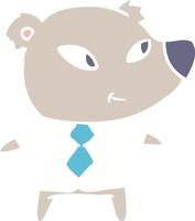 cute flat color style cartoon bear in office clothes vector