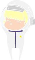 flat color style cartoon curious astronaut vector