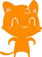 gato feliz de dibujos animados de estilo de color plano vector