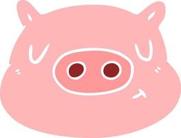 flat color style cartoon pig face vector