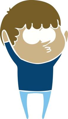 flat color style cartoon curious boy