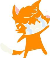 crying waving fox flat color style cartoon vector
