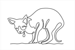 mascota con un medallón. gato de arte de línea con un medallón sobre un fondo blanco. arte divertido con una mascota. concepto de gato. ilustración vectorial aislada. vector