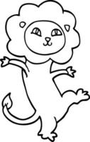 line drawing cartoon happy lion vector