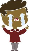 flat color style cartoon man crying vector