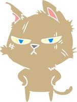 tough flat color style cartoon cat vector