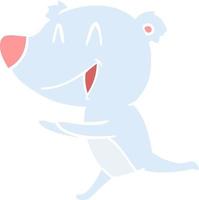 running bear flat color style cartoon vector