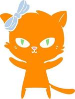 cute flat color style cartoon cat vector