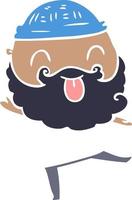 dancing man with beard sticking out tongue vector