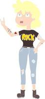 flat color illustration of a cartoon rocker girl vector