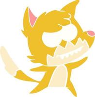 flat color style cartoon grinning fox vector