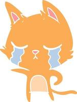 crying flat color style cartoon cat pointing vector