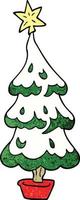 cartoon doodle snowy christmas tree vector