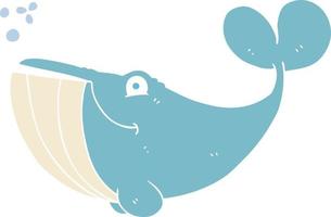 flat color illustration of a cartoon whale vector