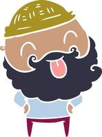 man with beard sticking out tongue vector