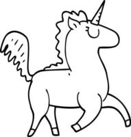 line drawing cartoon unicorn vector