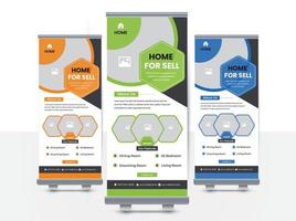 Real Estate Home For Sale Roll Up Design Layout, Vector Banner