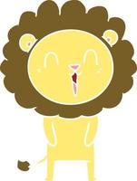 laughing lion flat color style cartoon vector