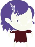 flat color style cartoon friendly vampire girl vector