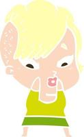 flat color style cartoon surprised girl vector