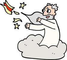 caricatura, garabato, dios, en, nube vector