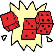 cartoon doodle rolling dice vector