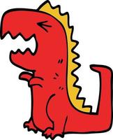cartoon doodle roaring t rex vector
